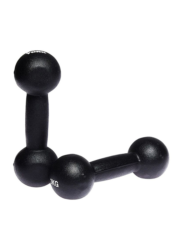 

York Fitness Neoprene Dumbbells Set, 60282, 2 x 3KG, Black