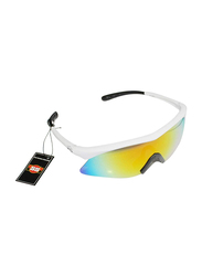 Sareen Sports Half-Rim Sports Prime White Frame Sunglasses for Men, Rainbow Lens, 21010019-101