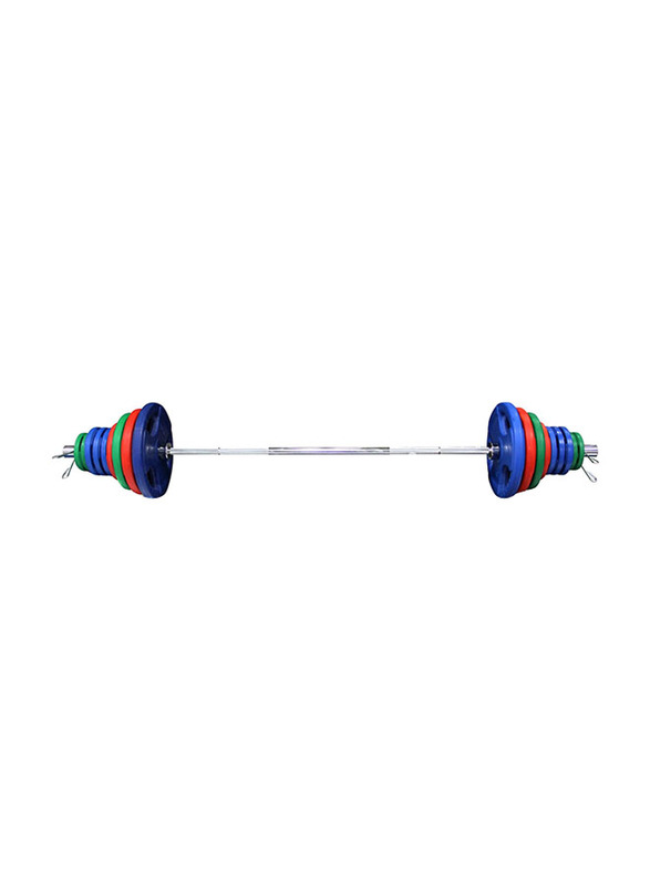 

TA Sport Barbell Bar with Colourful Plates, 140 Kg, Multicolour