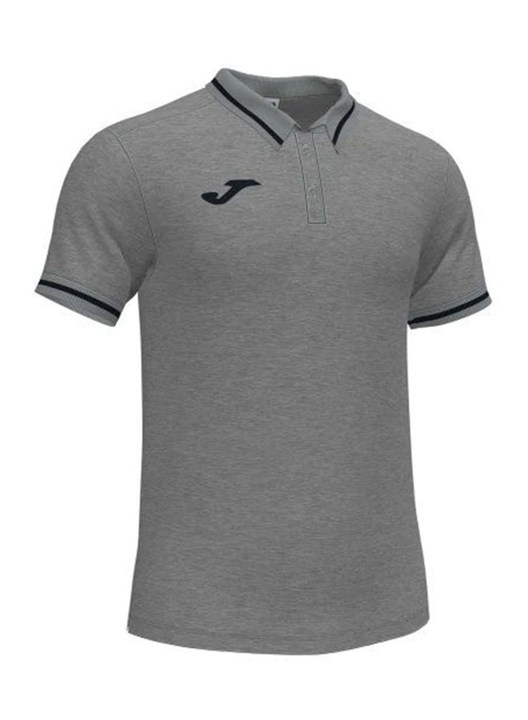 Joma Confort II Cotton Short Sleeve Polo Shirt for Men, Large, Melange Grey