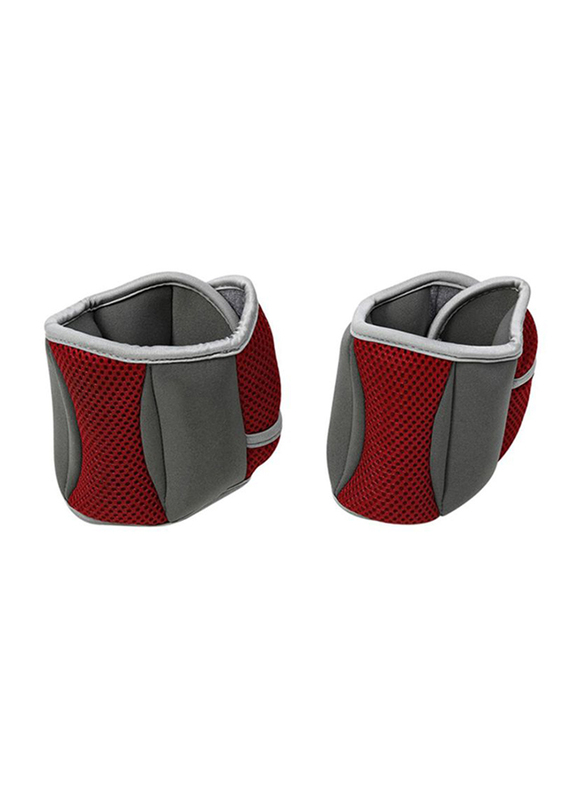 

TA Sport Polyester Ankle and Wrist Weight Bands Set, 2 x 1KG, Grey/Red