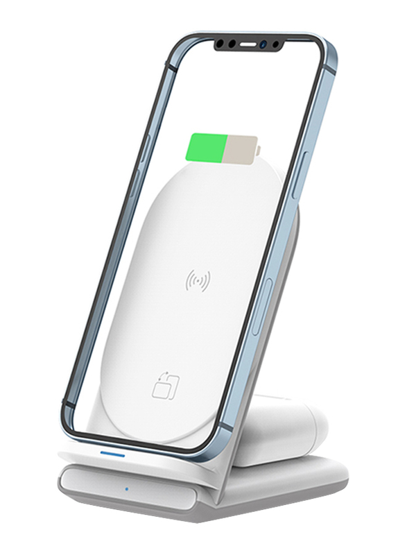 

WiWu Power Air 2 in 1 Wireless Charger, 18W, White