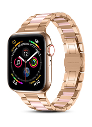 WiWu Resin Steel with Leather Watch Band for Apple iWatch 38mm/40mm, RLWB38-40RG, Pink/Rose Gold