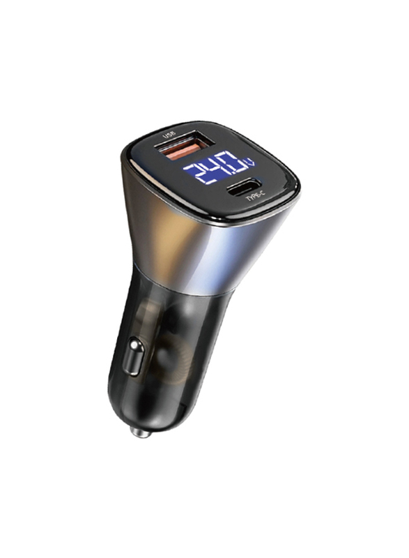 

WiWu PC500 Dual Port USB+Type-C PD 72W Car Charger, Grey