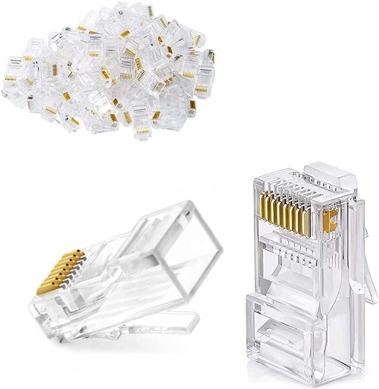 

RJ45 Ethernet Network Cable Connectors - Transparent - 100 Pack