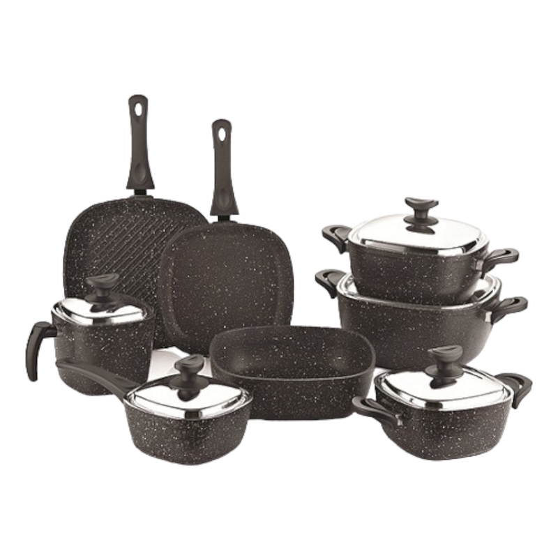 

SAFLON- COOKWEAR SET 13 PCS SQUARE GRANITE - BLACK COLOR