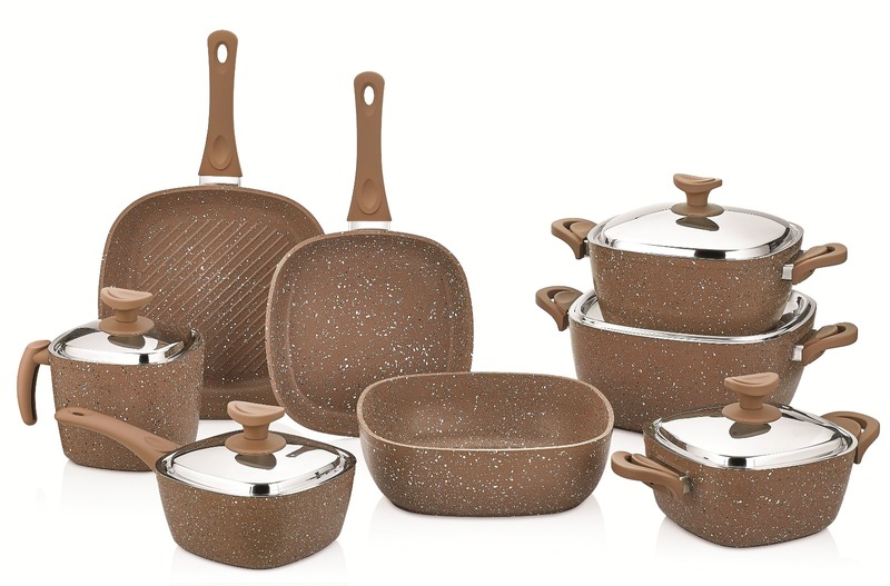 

SAFLON- COOKWEAR SET 13 PCS SQUARE GRANITE - BROWN COLOR