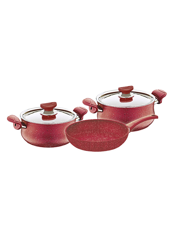 

OMS Collections 5-Piece Granitec Cookware Set, Red