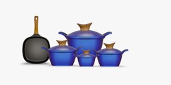 NeoKlein - Square 9 Pcs Titanium cookware set.-Blue Color
