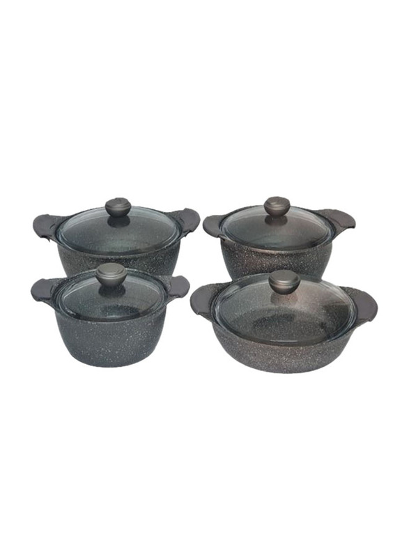 

OMS Collection 8-Piece Round Granitec Cookware Set, Grey