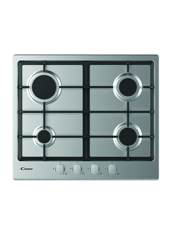 

Candy 4 Gas Burner Built-in Stainless Steel Hobs with Auto Ignition, 7200W, CHG6BRX LPG, Silver/Black