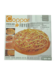 Copper 2-Piece Round Oven Air Fryer Baking Sheet & Tray Set, Brown