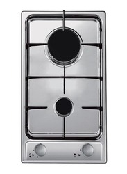 Candy 2 Gas Burner Built-in Stainless Steel Hobs with Auto Ignition, 4000W, CDG32/1SPX LPG, Silver/Black