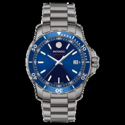 Movado Analog Watch for Men with Stainless Steel Band, 2600159, Grey-Blue