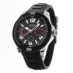 Guess Analog Watch for Men with Silicone Band, W0967G1, Black-Black
