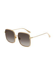 Christian Dior Square Full Rim Gold Sunglasses for Women, Brown Lens, 00086 59-18 145