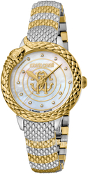Roberto Cavalli Analog Watch for Women with Stainless Steel Band, RV2L052M0091, Multicolour-White