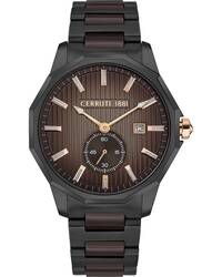 Cerruti 1881 Analog Watch for Men with Stainless Steel Band, CIWGH2111804, Black-Brown