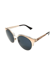 Christian Dior Round Full Rim Gold Sunglasses for Women, Blue Lens, Diorama Mini DDBKU