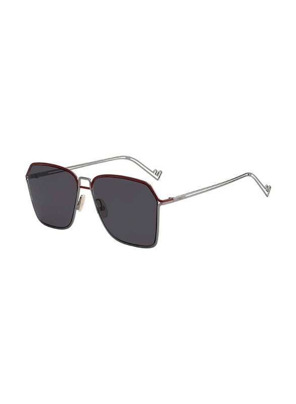 Fendi Aviator Full Rim Brown/Silver Sunglasses Unisex, Grey Lens, FF M0072/SKJ1IR 60-16 145
