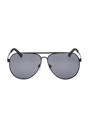Guess Full-Rim Pilot Black Sunglasses For Men, Grey Lens, GU00059 02D, 62/12