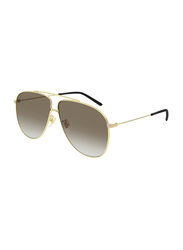 Gucci Aviator Full Rim Gold Sunglasses Unisex, Brown Lens, GG0440S 007