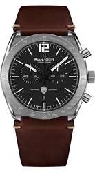 Manager Analog Watch for Men with Leather Genuine Band, MAN-MA-02-SL, Brown-Black