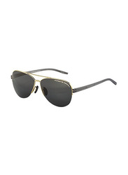 Porsche Design Aviator Full Rim Gold Sunglasses Unisex, Black Lens, P8676 D 60