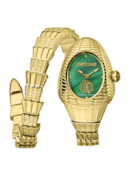 Roberto Cavalli Analog Watch for Women with Stainless Steel Band, Water Resistant, RV1L149M0031, Gold-Green