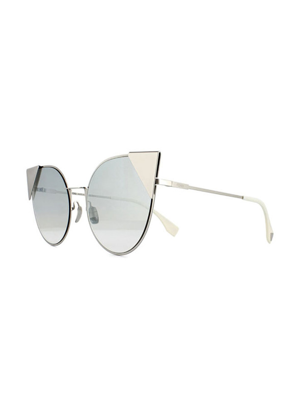 Fendi Cat Eye Full Rim Silver Sunglasses for Women, Silver Lens, FF 0190/S 010IC 57-19 140