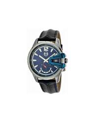 Sergio Tacchini Analog Wrist Watch for Men with Leather Band, Water Resistant, ST.1.10031-2, Black-Blue