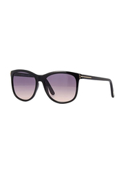 Tom Ford Cat Eye Full Rim Black Sunglasses for Women, Violet Lens, FIONA-02 TF567 01B 56*16 145 *
