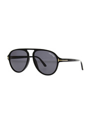 Tom Ford Aviator Full Rim Black Sunglasses Unisex, Grey Lens, TONY TF756 01A 57-16