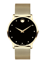 Movado Analog Watch for Men with Stainless Steel Band, 7613270000000, Gold-Black