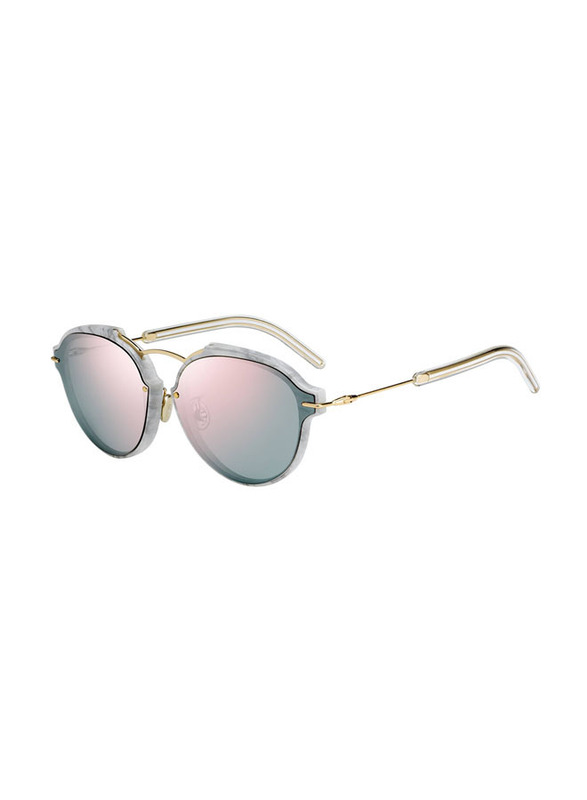 Christian Dior Aviator Full Rim Marble White/Gold Sunglasses for Women, Grey Lens, DIORECLAT GBZ0J 60-13 135
