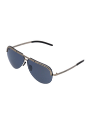 Porsche Design Full-Rim Aviator Silver Sunglasses for Men, Grey Lens, P8693 C, 67/8/140