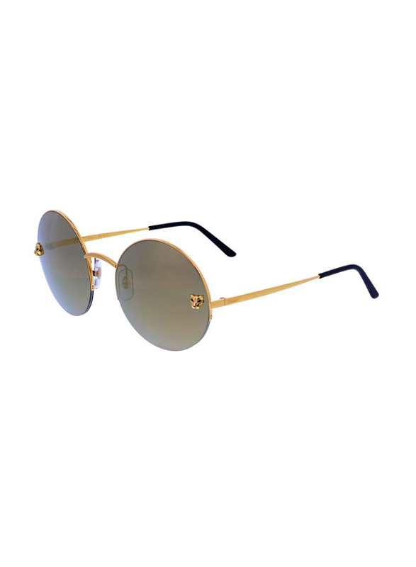 Cartier Round Full Rim Gold Sunglasses for Women, Gold Lens, CT0022S-00258