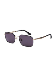 Police Full Rim Rectangle Rose Gold Sunglasses for Men, Black Lens, SPLE08N, 54/19/145
