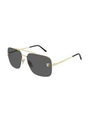 Cartier Aviator Full Rim Gold Sunglasses for Men, Grey Lens, CT0244S-00159
