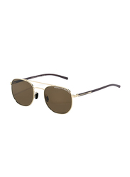 Porsche Design Full Rim Pilot Gold Sunglasses for Men, Brown Lens, P8695 B, 51/20