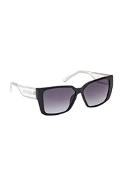 Guess Full-Rim Square Black Sunglasses for Women, Grey Lens, GU7818 01B, 56/13