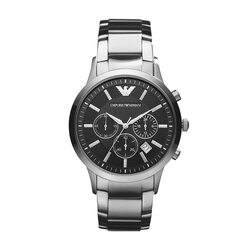 Emporio Armani Analog Watch for Men with Stainless Steel Band, AR-2434, Silver-Black