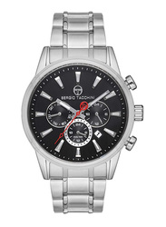 Sergio Tacchini Analog Watch for Men with Stainless Steel Band, ST.1.10144-1, Silver-Black