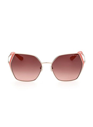 Guess Full-Rim Irregular Gold Sunglasses For Women, Brown Gradient Lens, GU7843 32F, 61/18