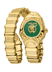 Roberto Cavalli Franck Muller Analog Watch for Women with Stainless Steel Band, Water Resistant, RV1L162M0031, Gold-Green