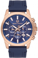 Sergio Tacchini Analog Watch for Men with Leather Genuine Band, ST.1.10152-6, Navy Blue-Blue