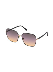 Tom Ford Hexagonal Full Rim Black Sunglasses for Women, Violet Lens, TF839 01B 62-16