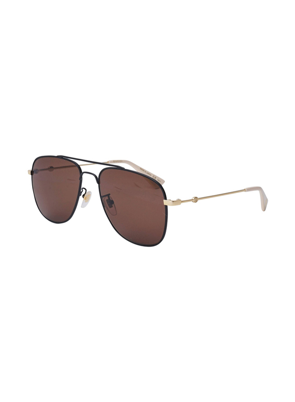 Gucci Aviator Full Rim Black Sunglasses Unisex, Brown Lens, GG0514S 002