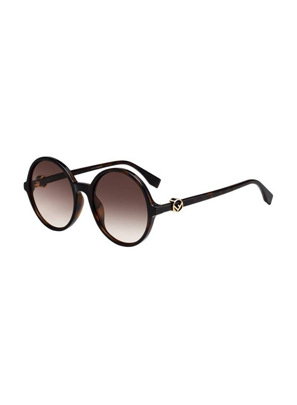 Fendi Round Full Rim Havana Brown Sunglasses for Women, Brown Lens, FF 0319/G/S 086HA 55-20 145
