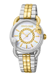 Roberto Cavalli Franck Muller Analog Watch for Women with Stainless Steel Band, Water Resistant, RV1L126M1051, Multicolour-White